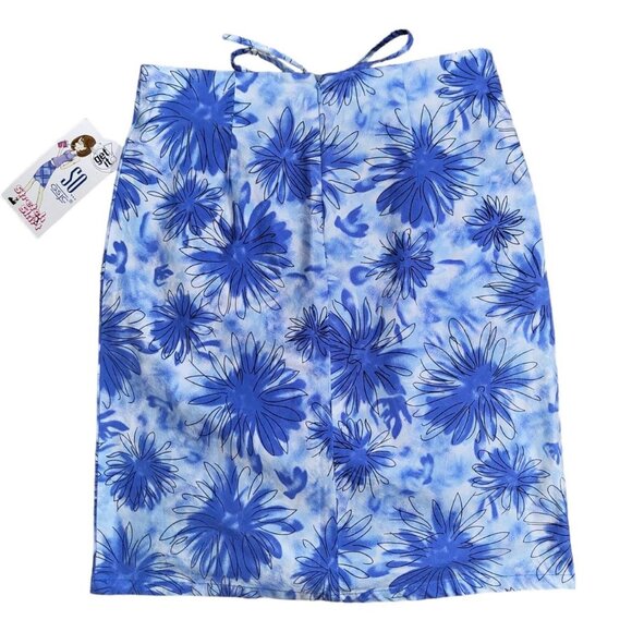 Vintage Y2K 2000s Deadstock Blue and White Floral Knee Length Tie Waist Size 0 - Picture 2 of 5